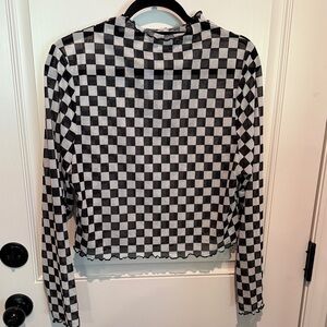 Checkered Black and White Women's Top